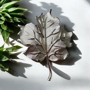 Trifari Silver Leaf Brooch